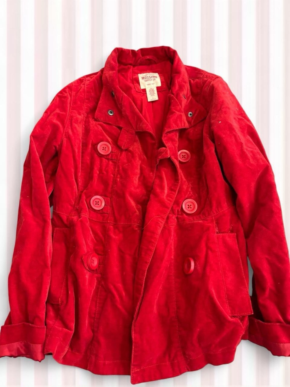Mossimo Supply Co. Red Double-Breasted Corduroy Pea Coat